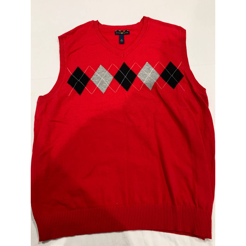 Club Room Red Plaid Sweater Vest Size M